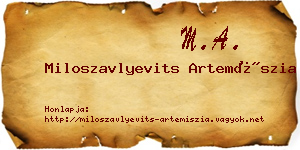 Miloszavlyevits Artemíszia névjegykártya